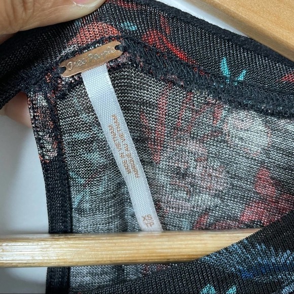 Free People Black Floral Blouse with ruffle overlay size XS Dock Street Top - Picture 5 of 9